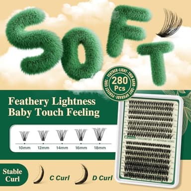 KEYYOU Lash Clusters Kit DIY Lash Extension Kit 280pcs Soft Lash Clusters 60D+80D D Curl Easy to Apply with Bond and Seal Applicator Remover Eyelash Extension Kit at Home(RMkit-60D80D-D-10-18mix) - Image 3