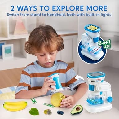 Klever Kits 2 in 1 Handheld Microscope for Kids, 1000X HD Digital Kids Microscope with 2.0'' LED Screen, Portable Pocket Handheld with Slides, 32G Card, Edu Gifts Toys for Ages 5-12 - Image 2