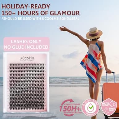 Flora Lash Clusters 8-18mm Light-Volume Wispy Eyelash Clusters D Curl - WideSpan DIY Eyelash Extension Spiky Cat Eye Lashes Individual Fake Eyelashes Clusters with 0.05mm Ultra-Thin Black Band - Image 6