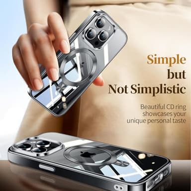 ESTPEAK Titanium Black CD Mag-Stand Case for iPhone 13 Pro Case with Invisible Magnetic Ring, [Fit for MagSafe] [Never Yellowing] Top Clear Phone Case Cover for iPhone 13 Pro 6.1" Men Women - Image 6