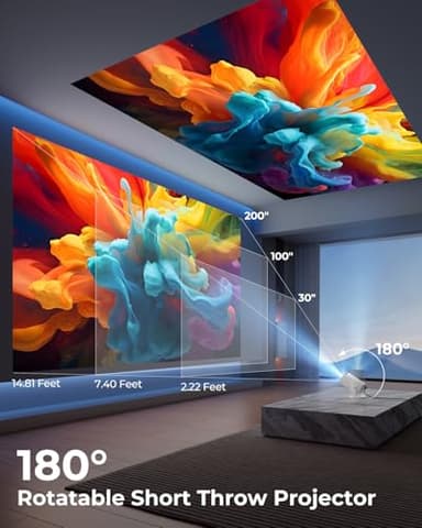 CLOKOWE Mini Projector with WiFi and Bluetooth - Built-in Apps, Smart Portable Projector with 180° Rotation, Auto Keystone, Support 1080P, Compatible with HDMI/USB/TV Stick/Smartphone/Laptop - Image 3