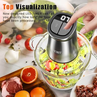 Electric Food Processor Meat Grinder 800W 2x12cups LED Timer Electric Food Chopper Vegetable chopper 3 layers 6 blades for Mincing Puree for home use kitchen aid for pet food,baby food by BUMET - Image 2
