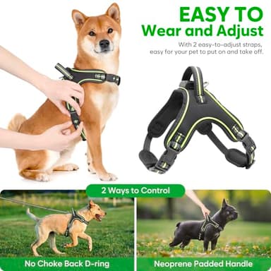 Light Up Dog Harness Rechargeable No Pull Rainproof Dog Vest with Handle for Night Walking, Lighted Dog Harness for Small Medium Large Dogs (Green, M) - Image 3