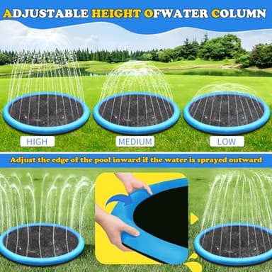 CACSPS 140" Non-Slip Splash Pad for Kids and Dog, Thicken Sprinkler Pool Summer Outdoor Water Toys, Extra Large Backyard Wading Pool for Children Boys & Girls or Pet Dog (Blue) - Image 5