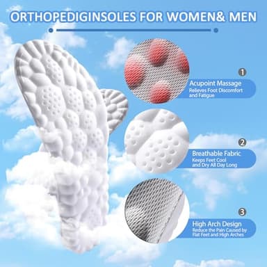 DWTWLE 4D Cloud Insoles for Men and Women, Memory Foam Cloud Insoles Super Soft Anti-Fatigue, Shock Absorption, Relieve Foot Pain, (Gray, Men: US 7-11) - Image 2