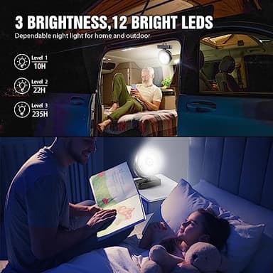 Portable Camping Fan with LED Lantern- 40H Work Time Rechargeable Battery Operated Fan with Hanging Hook for Tent Car RV Hurricane Emergency Outages Survival Kit - Image 5