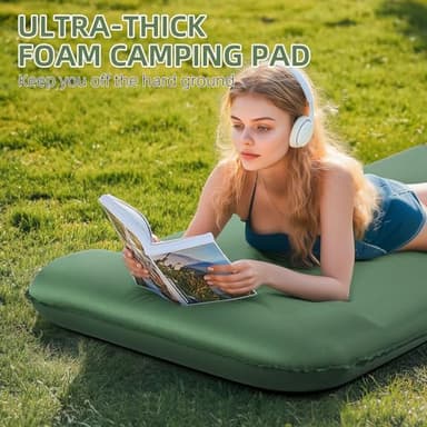 Wevelel Memory Sleeping Pad, 3.1" Ultra-Thick Foam Sleeping Mats for Camping, Easy Inflate&Deflate,9.5 R-Value Insulated Camping Mattress Pad with Pillow, for Car Travel Tent - Image 3