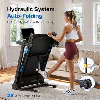 MERACH Treadmills for Home with Incline 6%-15%, 300 LBS Capacity Double Deck Foldable Treadmill with Incline, 0.5-7.5MPH Quiet 2.5HP Brushless Incline Treadmill LED Display with Smart APP - Image 4