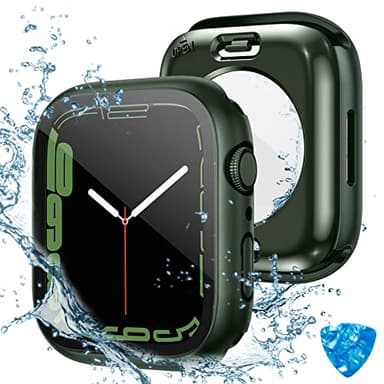 Tensea (2 in 1) for Waterproof Apple Watch Screen Protector Case 41mm Series 9/8/7 Accessories, 360 Front and Back, iWatch PC Face Cover with Tempered Glass for Women Men, 41 mm - Image 1