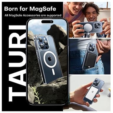 TAURI for iPhone 15 Pro Case, Compatible with MagSafe with Screen Protector, Anti-Yellowing Military-Grade Protection Shockproof Slim Magnetic Case for 15 Pro, Clear - Image 5