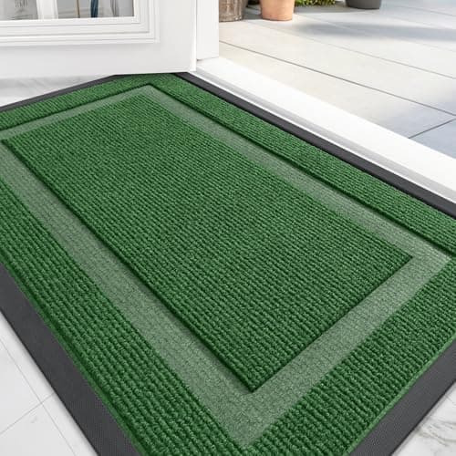 OLANLY Front Door Mat Indoor Outdoor Entrance, Waterproof All-Season, All-Weather Doormat, Sturdy Natural Rubber, Fade Resistant, Low Profile, Easy Clean Patio Porch Entryway Mat, 47x17, Green - Image 1