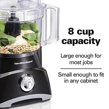Hamilton Beach Food Processor & Vegetable Chopper for Slicing, Shredding, Mincing, and Puree, 8 Cup, Black - Image 6