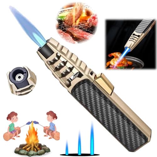 Zmiao Portable Brightfire, Windproof Straight Torch Blue Flame Lighter, Multi-purpose, Refillable Butane, Gold - Image 1