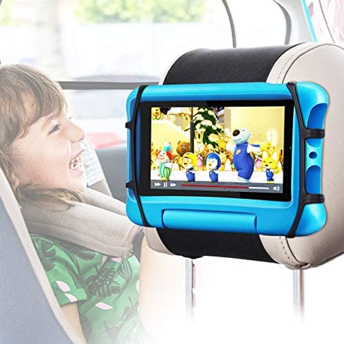 FANGOR Car Headrest Mount Holder, Tablet Holder for Kids in Back Seats, Anti-Slip Strap and Holding Net,Angle-Adjustable/Fits All 7 Inch to 12.9 Inch Tablets - Image 1