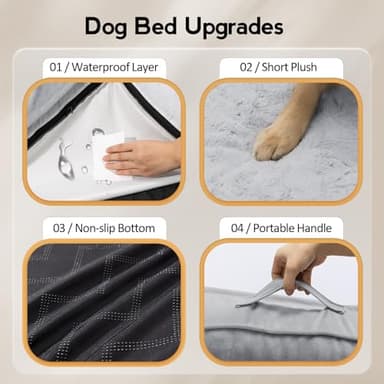 MEKIY Large Dog Bed - XL Orthopedic Egg-Crate Memory Foam Dog Beds with Removable Washable Cover, Waterproof Pet Beds with Non-Slip Bottom, Grey - Image 5