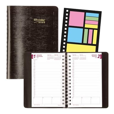 Brownline® 2025 PlannerPlus™ Daily/Monthly Planner, Appointment Book, 12 Months, January to December, Twin-Wire Binding, 8" x 5", Black (CB634WN.BLK-25) - Image 1