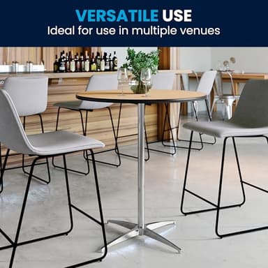 Flash Furniture Lars 30'' Round Wood Cocktail Table with 30'' and 42'' Columns, Adjustable Wood Standard or Bar Height Tall Round Table for Events or Home Use, Natural - Image 8