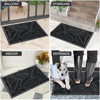 Colorxy Waterproof Doormat, Sturdy Natural Rubber Front Indoor Mat, Non Slip Low Profile Indoor Outdoor Door Mats, Stain and Fade Resistant Floor Mat, Easy Clean Patio Entrance Mat, 48''x32'', Black - Image 6