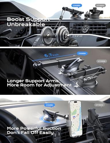 Wireless Car Charger, 2025 Upgrade 15W Fast Charging Auto Clamping Car Phone Holder Charger, Phone Holders for car, CHGeek,fit for iPhone 16 15 14 13 Mini Pro Max XR, Samsung Galaxy S25 Ultra - Image 5