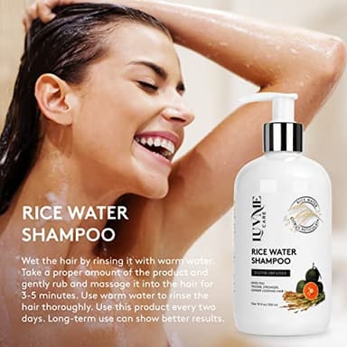 Rice Water Hair Growth Shampoo with Biotin - Hair Shampoo for Thinning Hair and Hair Loss, All Hair Types, Men and Women 10 Fl Oz - Image 3