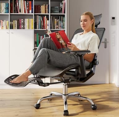 MOLENTS Ergonomic Office Chair, High Back Desk Chairs with Retractable Footrest, Breathable Mesh, Adjustable Headrest, 3D Armrests, Lumbar Support, Tilt Function, Comfy Swivel Computer Gaming Chair - Image 2