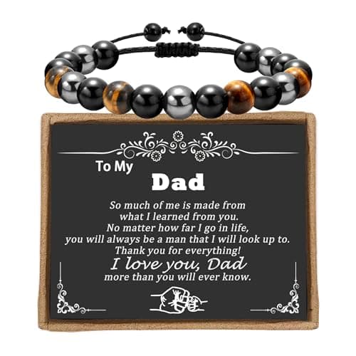 Sereney To My Dad Bracelet from Daughter as Dad Birthday Gifts, Adjustable Triple Protection Father Bracelet Birthday Gifts for Dad from Son Daughter Men Friends