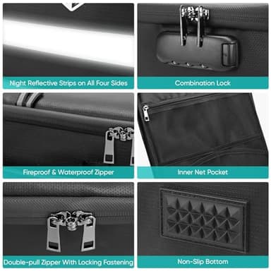 BALEINE Fireproof Document Box with Lock, Portable Fireproof Document Bag Waterproof Fire Proof File Boxes for Documents, File Organizer Box for Important Paperwork (Silver, 16''x12.5''11.5'') - Image 2