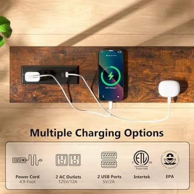 ManGuish 94.4" Long Console Table with Charging Station, Sofa Table with 2 Power Outlets & 2 USB Ports, Metal Frame, with Extension Cord, Behind Couch Table for Living Room Entryway, Rustic Brown - Image 5