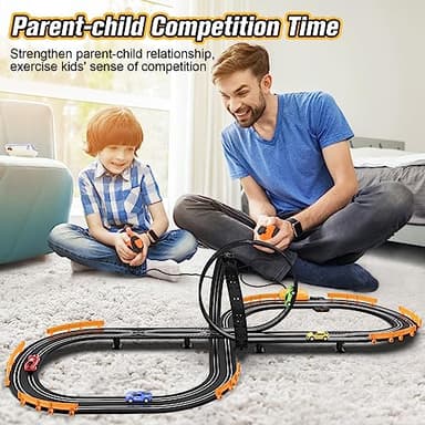 Slot-Car-Race-Track-Sets for Boys Kids, Battery or Electric Race Car Track with 4 High-Speed Slot Cars, Dual Racing Game 2 Hand Controllers Circular Overpass Track, Toys Gifts for 6-8 8-12 Boys Girls - Image 7