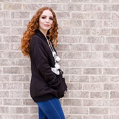 ALYC Pet Pouch Hoodie- Dog Cat Holder Carrier Sweatshirt Fleece Big Pouch Pullover for Women (Black, XX-Large) - Image 6