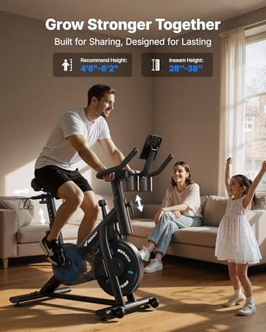 MERACH Exercise Bike, Brake Pad/Magnetic Stationary Bike with Exclusive App, Low Noise Indoor Cycling Bike with 270LBS Weight Capacity, Dumbbell Rack and Fitness Courses for Weight Loss - Image 7