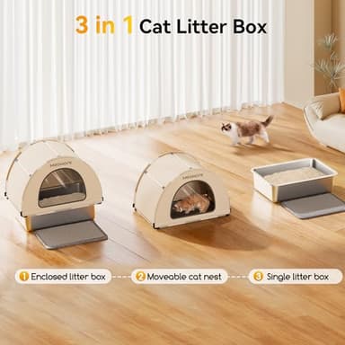 Meowant Stainless Steel Cat Litter Box with Lid, Extra Large Metal Litter Box with DIY Oxford Fabric Cover, Anti-Leakage & Non-Sticky, Odor Control, Easy Cleaning, Includes Litter Mat & Metal Scoop - Image 5