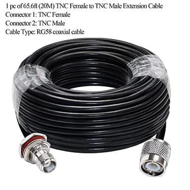 TUOLNK TNC Cable RG58 TNC Male Plug to TNC Female WiFi Antenna Extension Cable Low Loss 65.6ft (20M) TNC Coaxial Cable for Wireless Antenna Ham Radio - Image 7