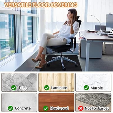 HomeMall Office Chair Mat for Hardwood Floor, 55" x 35" Anti-Slip Mats for Rolling Chair, Large Computer Gaming Chair Mat, Tile Floors Protector for Office Home Gym, Slate Black - Image 6