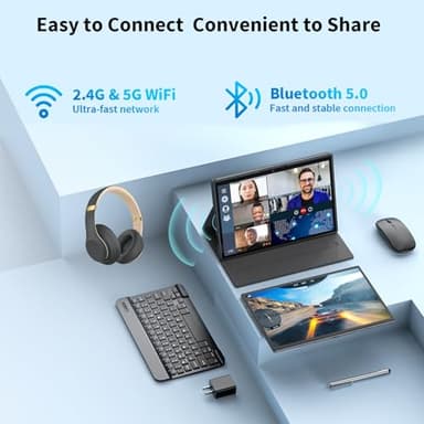 YLEEBG Android Tablet with Keyboard,10 inch Android 14 Tablets, 12GB RAM 128GB ROM, 1TB Expand, 8000mAh, 2.4G/5G WiFi, Bluetooth, GMS Certified, with Case, Mouse, Stylus Tablet PC (Deep Black Case) - Image 5