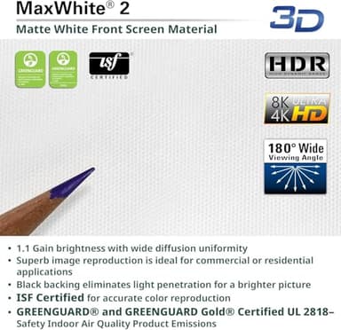 Elite Screens Manual Series, 120-INCH 16:9, Pull Down Manual Projector Screen with AUTO LOCK, Movie Home Theater 8K / 4K Ultra HD 3D Ready, 2-YEAR WARRANTY, M120UWH2 - Image 7