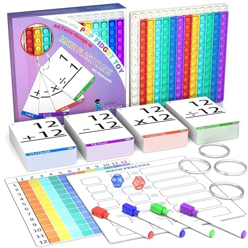 Math Games for Kids - Flash Cards for Kids - Pop it Practice with Addition, Subtraction, Multiplication & Division - Ideal for Math Learning and Skill Building. - Image 1