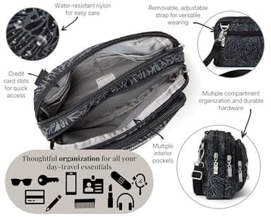 Baggallini womens Triple Zip Bagg cross body handbags, Midnight Blossom, One Size US - Image 4