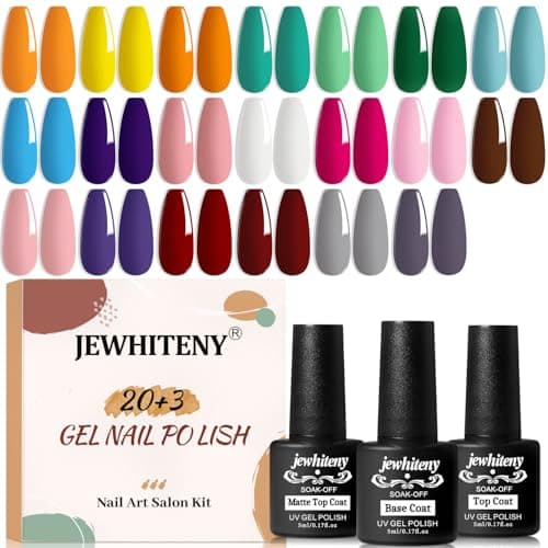 JEWHITENY 23 PCS Gel Nail Polish Set 20 Color Jelly-like Nail Polish Suitable for Salon and Home DIY Manicure - Image 1