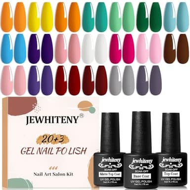 JEWHITENY 23 PCS Gel Nail Polish Set 20 Color Jelly-like Nail Polish Suitable for Salon and Home DIY Manicure - Image 1