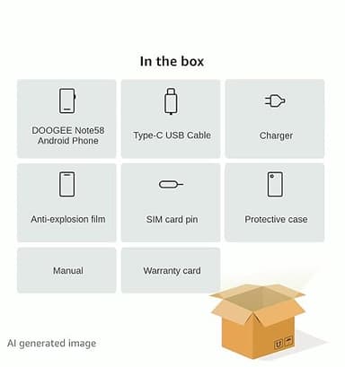 DOOGEE Note 58 Unlocked Cell Phone,Android 15 Smartphone with 32GB+128GB/2TB TF Expand,6250mAh Battery, 6.75"HD+ 90Hz Cellphone,4G Dual SIM Mobile Smart Phones, Widevine L1/NFC/OTG/Face Unlock,Natural - Image 10