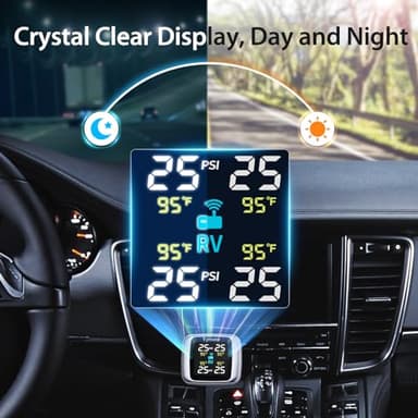 Tymate TM7 Tire Pressure Monitoring System, Wireless TPMS with 4 External Sensors & 6 Alarm Modes, Colorful Display, Real-time Tire Pressure Monitor System, Ideal for RV SUV MPV Truck Sedan (0-87 PSI) - Image 7