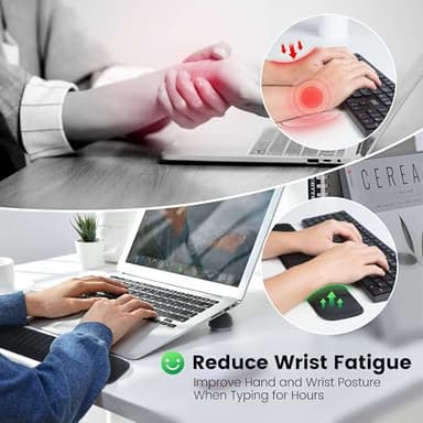 MEKASS Keyboard Wrist Rest, Soft Memory Foam Wrist Support for Keyboard, Keyboard Hand Rest Pad for Wrist Pain Relief, Keyboard Wrist Guard for Long Hours of Work, Gaming, Studying（Gray） - Image 3