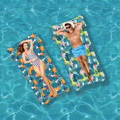 HomeKaren Oversized Pool Floats Lounge 2 Pack 73" X 33", Inflatable Tanning Pool Floaties for Adults, Cooling Pool Raft Lounger Pool Rafts & Inflatable Ride-Ons for Pool Party, Sea, Beach, Lake River - Image 3