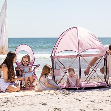 Baby Delight Go with Me Eclipse Deluxe Portable Playard | Playpen | Sun Canopy | Indoor and Outdoor | Ultra Padded Nylon Floor | Canyon Rose - Image 6