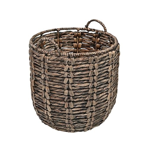 happimess BSK1003B Laurel 19.49" Bohemian Handwoven Abaca Hamper Basket with Handles, Brown for Storage and Decoration in Bathroom, Bedroom, Living Room - Image 1