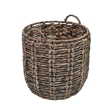 happimess BSK1003B Laurel 19.49" Bohemian Handwoven Abaca Hamper Basket with Handles, Brown for Storage and Decoration in Bathroom, Bedroom, Living Room - Image 1