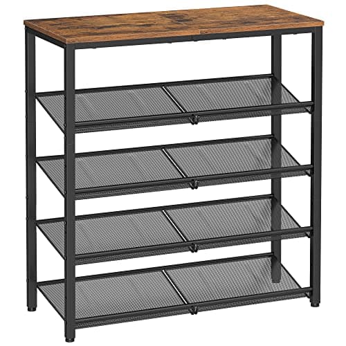 VASAGLE Shoe Rack for Entryway, 5-Tier Shoe Rack Organizer with Storage Shelves and Spacious Top, Freestanding, Adjustable, Industrial, Rustic Brown and Ink Black ULBS038B01 - Image 1
