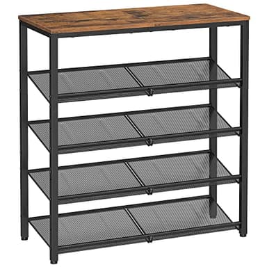 VASAGLE Shoe Rack for Entryway, 5-Tier Shoe Rack Organizer with Storage Shelves and Spacious Top, Freestanding, Adjustable, Industrial, Rustic Brown and Ink Black ULBS038B01 - Image 1