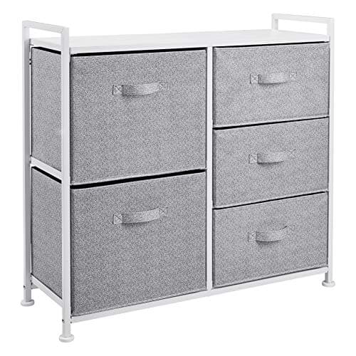 Amazon Basics Closet Organizer Drawers with 5-Fabric Storage Units, White - Image 1